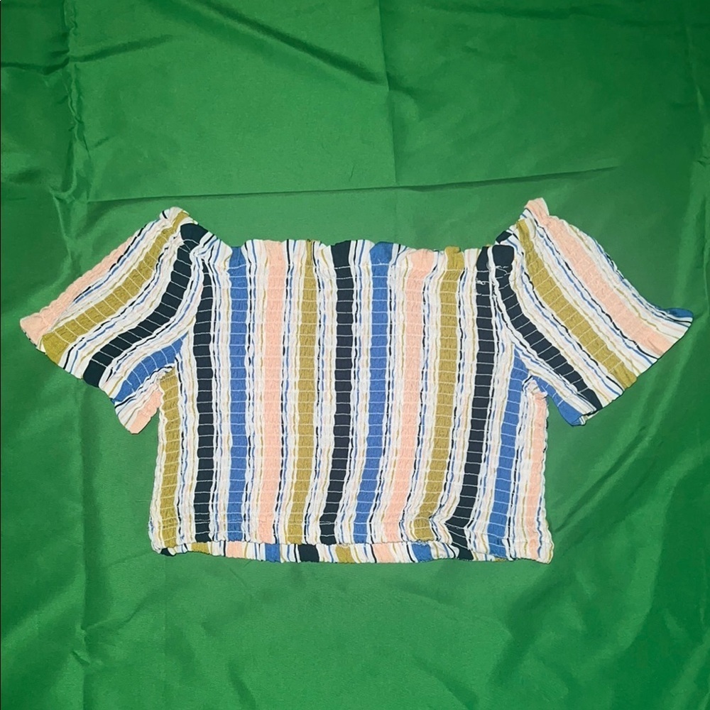 Haute Monde Striped Off-Shoulder Women's Top size Medium